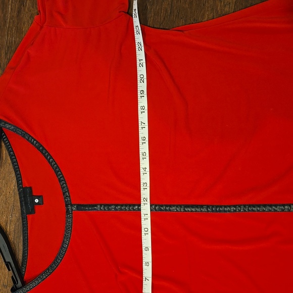 Worthington 3/4 Sleeve Top in Barbados Cherry with Leather Like Trim - Picture 6 of 7